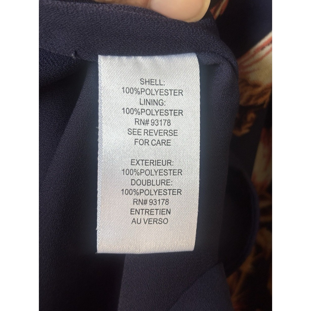 Tahari 100% Polyester V Neck Blue Floral Print Sz Petite Small - Picture 9 of 9